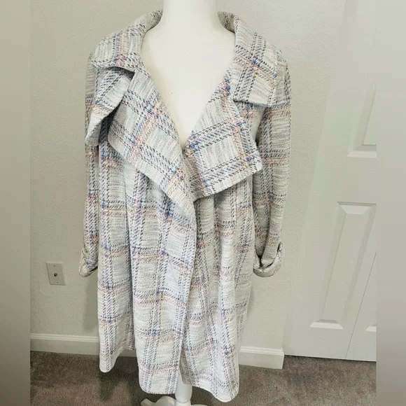 New Anthropologie Dolan Long Plaid Sweater Coat Size S - Picture 4 of 9